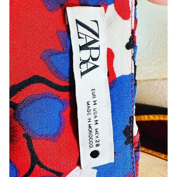 ZARA SZ M Patchwork Floral Flowy :Light Long Sleeve Blouse TOP Boho Coquette - Picture 12 of 13